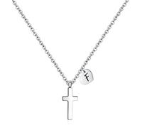 Tiny Cross for Girls | Heart Initial Women| Birthstone Letter Stainless Steel Pendant Jewelry First Communion Baptism Gifts Christmas Birthday