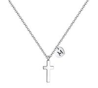 Tiny Cross for Girls | Heart Initial Women| Heart Birthstone | Letter Stainless Steel Pendant First Communion Baptism Gifts Christmas Birthday Gifts for girls