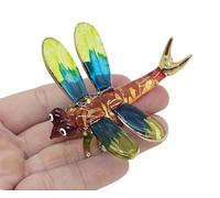 TINY CRYSTAL DRAGONFLY HAND BLOWN CLEAR GLASS ART DRAGONFLY FIGURINE ANIMALS GLASS BLOWN FBM by Mr_air_thai_Glass_Blown