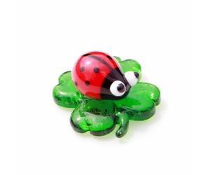 Tiny Crystal Insect Figurine Glass Clover:Hand Blown Statue Décor Room Ornament Colorful Glass Collectible Figurines Animals Statue Ladybug