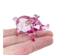 TINY CRYSTAL PIG HAND BLOWN CLEAR GLASS ART PIG FIGURINE ANIMALS GLASS BLOWN FBM03