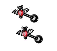 Tiny CZ Bat Cartilage Earrings for Women Unisex 16G Stainless Steel Small Punk Bat Animal Screw Back Studs Earring Hypollergenic Mini Love Heart Enamel Conch Helix Cartilage Piercing Jewelry