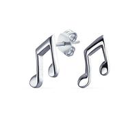 Tiny Dainty Eighth Music Notes Stud Earrings For Musician Women Teen Teacher Student .925 Sterling Silver
