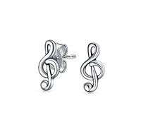 Tiny Delicate Music Student Teacher G Treble Clef Note Stud Earrings For Musician For Women Teen .925 Sterling Silver