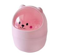 Tiny Desktop Trash Bin,Cute Small Trash Can with Lid, Desktop Paper Bin Portable Tabletop Dustbin, Cartoon Rubbish Storage for Office Bedroom Desk Car Kitchen (Pink A)