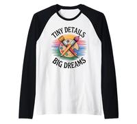 Tiny Details Big Dreams Art Teacher Painter Palette Raglan Baseball Tee