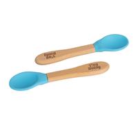 Tiny Dining 2x Bamboo Silicone Tip Spoons - Baby Toddler Soft Feeding Weaning Spoon in Blue Tiny Dining Blue