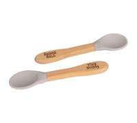 Tiny Dining 2x Bamboo Silicone Tip Spoons - Baby Toddler Soft Feeding Weaning Spoon in Grey Tiny Dining Grey