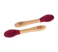 Tiny Dining 2x Bamboo Silicone Tip Spoons - Baby Toddler Soft Feeding Weaning Spoon in Red Tiny Dining Red