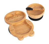 Tiny Dining 3pc Bamboo Suction Feeding Set - Penguin - Divided Toddler Dining Set in Black Tiny Dining Black