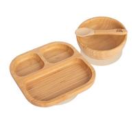 Tiny Dining 3Pc Divided Bamboo Suction Dinner Set - Beige