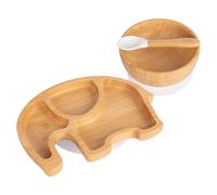 Tiny Dining 3pc Elephant Bamboo Baby Weaning Set in White Tiny Dining White