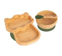 Tiny Dining 3Pc Llama Bamboo Suction Dinner Set - Olive Green