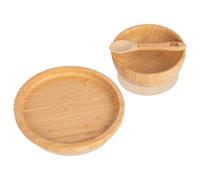 Tiny Dining 3Pc Round Bamboo Suction Dinner Set - Beige