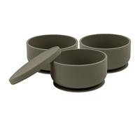 Tiny Dining 3pc Silicone Suction Bowls & Lids - Non-Slip Baby Weaning Feeding Set in Khaki Tiny Dining Khaki