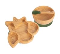 Tiny Dining 3Pc Unicorn Bamboo Suction Dinner Set - Olive Green