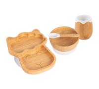 Tiny Dining 4pc Bamboo Suction Feeding Set - LLama - Divided Toddler Dining Set in White Tiny Dining White
