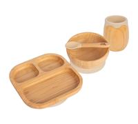 Tiny Dining 4pc Bamboo Suction Feeding Set - Segmented - Divided Toddler Dining Set in Beige Tiny Dining Beige