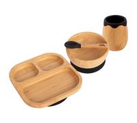 Tiny Dining 4pc Bamboo Suction Feeding Set - Segmented - Divided Toddler Dining Set in Black Tiny Dining Black