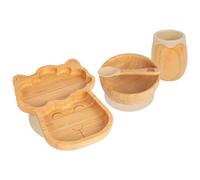 Tiny Dining 4Pc Llama Bamboo Suction Baby Feeding Set - Beige