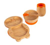 Tiny Dining 4pc Penguin Bamboo Baby Weaning Set in Orange Tiny Dining Orange
