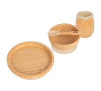 Tiny Dining 4pc Round Bamboo Baby Weaning Set in Beige Tiny Dining Beige