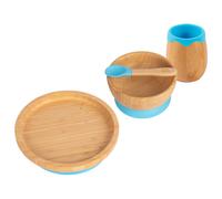 Tiny Dining 4pc Round Bamboo Baby Weaning Set in Blue Tiny Dining Blue