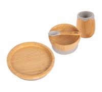 Tiny Dining 4Pc Round Bamboo Suction Baby Feeding Set - Grey