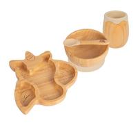 Tiny Dining 4Pc Unicorn Bamboo Suction Baby Feeding Set - Beige