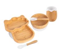 Tiny Dining 5pc Bamboo Llama Baby Weaning Set in White Tiny Dining White