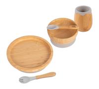 Tiny Dining 5pc Bamboo Round Baby Weaning Set in Grey Tiny Dining Grey