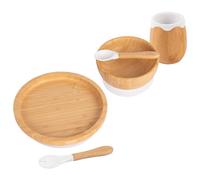Tiny Dining 5pc Bamboo Round Baby Weaning Set in White Tiny Dining White