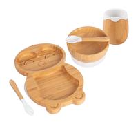 Tiny Dining 5pc Bamboo Suction Feeding Set - Penguin - Divided Toddler Dining Set in White Tiny Dining White