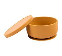 Tiny Dining Baby Bowl with Suction Cup and Lid - Ochre - Non-Slip Silicone Toddler Weaning Bowl Feeding Set Silicone Bowl for Baby, Toddler, Kids