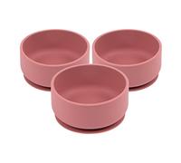 Tiny Dining Baby Bowl with Suction Cup - Dusty Rose - Pack of 3 - Non-Slip Silicone Toddler Weaning Bowl Feeding for Baby, Toddler, Kids