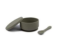Tiny Dining Baby Bowl with Suction Cup & Spoon - Silver Sage - Non-Slip Silicone Toddler Weaning Bowl Feeding Set for Baby, Toddler, Kids