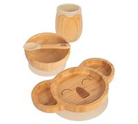 Tiny Dining Baby Feeding Set - Koala - Beige - 4pc - Divided Non-Slip Bamboo Self-Feeding Weaning Plate, Bowl, Drinking Cup & Spoon for Babies, Toddlers, Children