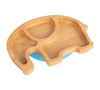 Tiny Dining Baby Plate with Suction Cup - Elephant - Blue - Divided Non-Slip Bamboo Self-Feeding Baby Weaning Plate for Babies, Toddlers, Children