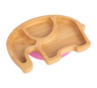 Tiny Dining Baby Plate with Suction Cup - Elephant - Pink - Divided Non-Slip Bamboo Self-Feeding Baby Weaning Plate for Babies, Toddlers, Children
