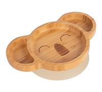 Tiny Dining Baby Plate with Suction Cup - Koala - Beige - Divided Non-Slip Bamboo Self-Feeding Baby Weaning Plate for Babies, Toddlers, Children