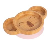 Tiny Dining Baby Plate with Suction Cup - Koala - Pastel Pink - Divided Non-Slip Bamboo Self-Feeding Weaning Plate for Babies, Toddlers, Children