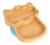 Tiny Dining Baby Plate with Suction Cup - Llama - Blue - Divided Non-Slip Bamboo Self-Feeding Baby Weaning Plate for Babies, Toddlers, Children