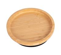 Tiny Dining Baby Plate with Suction Cup - Round - Black - Divided Non-Slip Bamboo Self-Feeding Baby Weaning Plate for Babies, Toddlers, Children