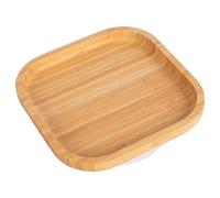 Tiny Dining Baby Plate with Suction Cup - Square - White - Divided Non-Slip Bamboo Self-Feeding Baby Weaning Plate for Babies, Toddlers, Children