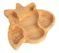 Tiny Dining Baby Plate with Suction Cup - Unicorn - Yellow - Divided Non-Slip Bamboo Self-Feeding Baby Weaning Plate for Babies, Toddlers, Children