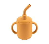 Tiny Dining Baby Sippy Cup with Straw - Ochre - BPA Free Silicone Water Tumbler Cup Drinking Bottle for Babies, Toddlers & Kids