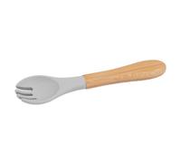 Tiny Dining Bamboo Silicone Tip Fork - Grey - Children's Baby Toddler Soft Curved Feeding Weaning Fork
