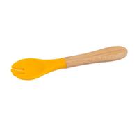 Tiny Dining Bamboo Silicone Tip Fork - Yellow - Children's Baby Toddler Soft Curved Feeding Weaning Fork