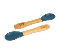 Tiny Dining - Bamboo Silicone Tip Spoons - 14cm - Navy Blue - Pack of 2