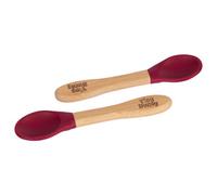 Tiny Dining Bamboo Silicone Tip Spoons - Cherry - Children's Baby Toddler Soft Curved Feeding Weaning Spoon - Set Of 2